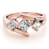 Rose gold Three-Stone Round Cut Tension Band Ring with Four-Prong Setting 1