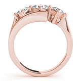 Rose gold Three-Stone Round Cut Tension Band Ring with Four-Prong Setting 2