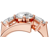 Rose gold Three-Stone Round Cut Tension Band Ring with Four-Prong Setting_10