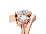 Rose gold Three-Stone Round Cut Tension Band Ring with Four-Prong Setting_11
