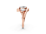 Rose gold Three-Stone Round Cut Tension Band Ring with Four-Prong Setting_8