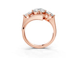 Rose gold Three-Stone Round Cut Tension Band Ring with Four-Prong Setting_9
