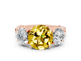 Rose gold Three-Stone Round Cut Yellow Sapphire Braided Band Ring with Four-Prong Setting_36