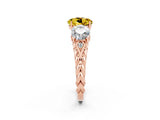 Rose gold Three-Stone Round Cut Yellow Sapphire Braided Band Ring with Four-Prong Setting_38