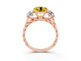 Rose gold Three-Stone Round Cut Yellow Sapphire Braided Band Ring with Four-Prong Setting_39