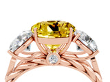 Rose gold Three-Stone Round Cut Yellow Sapphire Braided Band Ring with Four-Prong Setting_40