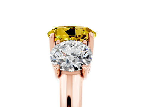 Rose gold Three-Stone Round Cut Yellow Sapphire Engagement Ring with Prong Setting_5