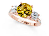 Rose gold Three-Stone Round Cut Yellow Sapphire Pavé Band with Four-Prong Setting_25