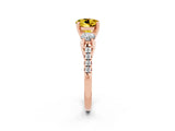 Rose gold Three-Stone Round Cut Yellow Sapphire Pavé Band with Four-Prong Setting_26