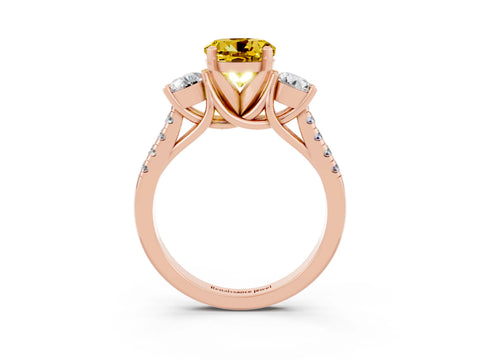 Rose gold Three-Stone Round Cut Yellow Sapphire Pavé Band with Four-Prong Setting_27