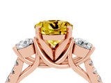 Rose gold Three-Stone Round Cut Yellow Sapphire Pavé Band with Four-Prong Setting_28