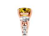Rose gold Three-Stone Round Cut Yellow Sapphire Pavé Band with Four-Prong Setting_29