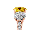 Rose gold Three-Stone Round Cut Yellow Sapphire Ring with Pavé Band and Prong Setting_41