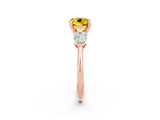 Rose gold Three-Stone Round Cut Yellow Sapphire Ring with Pear Side Stones and Four-Prong Setting_26