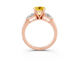 Rose gold Three-Stone Round Cut Yellow Sapphire Ring with Pear Side Stones and Four-Prong Setting_27
