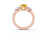 Rose gold Three-Stone Round Cut Yellow Sapphire Ring with Pear  Side Stones in Four-Prong Setting_39