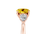 Rose gold Three-Stone Round Cut Yellow Sapphire Ring with Pear  Side Stones in Four-Prong Setting_41
