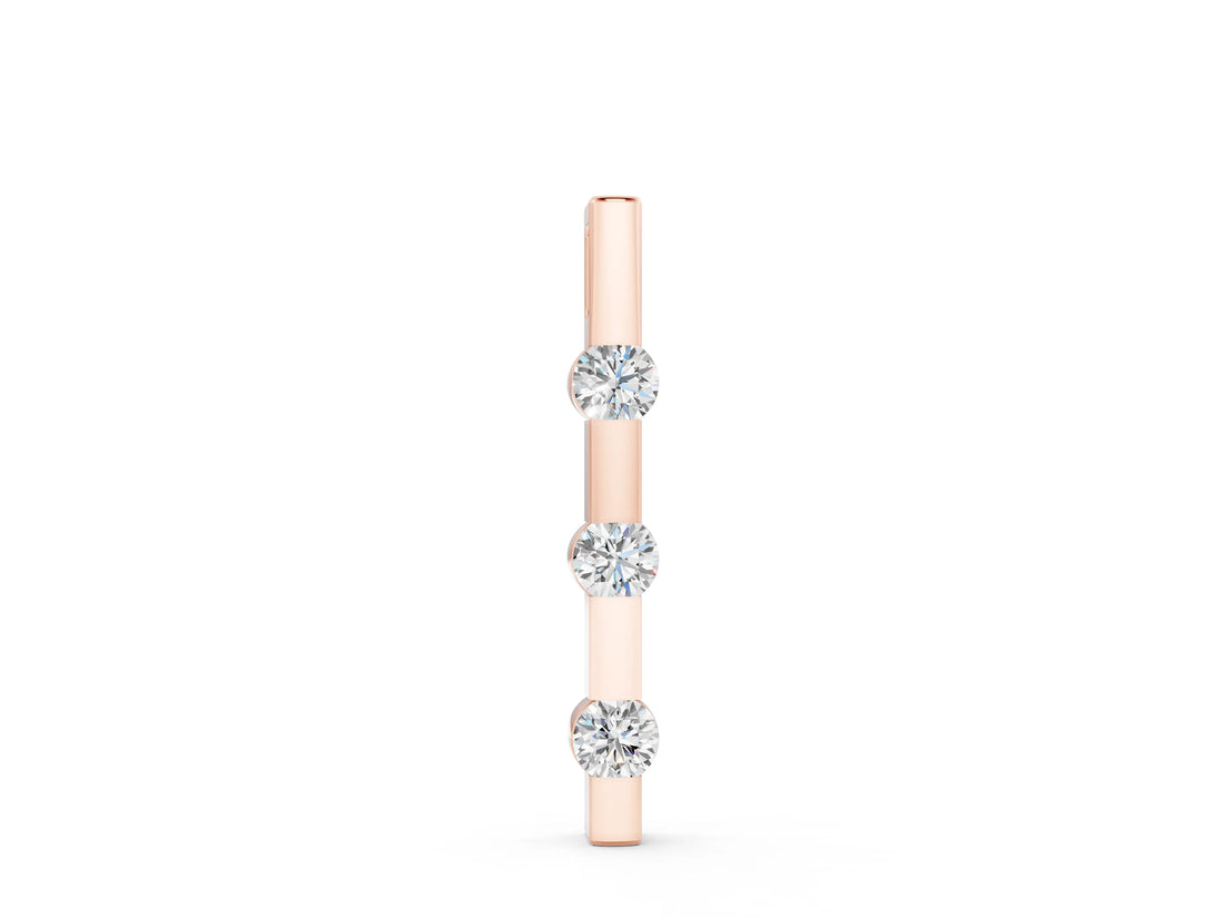 Rose gold Three-Stone Round Diamond Bar Pendant with Channel Setting_6