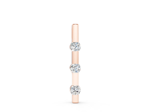 Rose gold Three-Stone Round Diamond Bar Pendant with Channel Setting