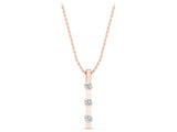 Rose gold Three-Stone Round Diamond Bar Pendant with Channel Setting_7