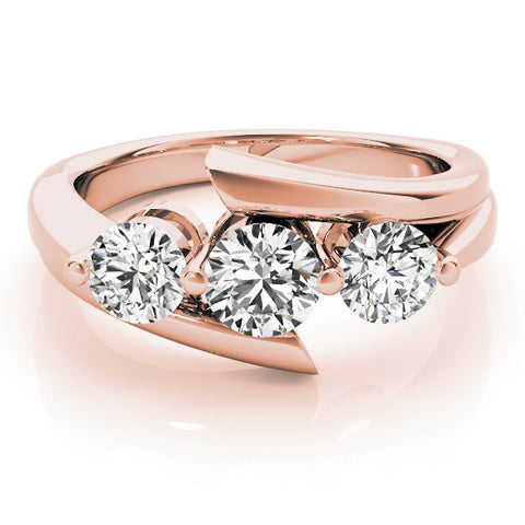 Rose gold Three-Stone Round Diamond Bypass Band with Prong Setting 1