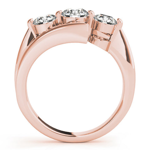Rose gold Three-Stone Round Diamond Bypass Band with Prong Setting 2