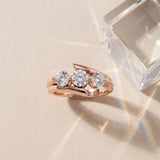Rose gold Three-Stone Round Diamond Bypass Band with Prong Setting_10