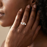 Rose gold Three-Stone Round Diamond Bypass Band with Prong Setting_9