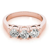 Rose gold Three-Stone Round Diamond Channel Band with Prong Setting 1