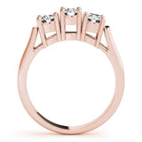 Rose gold Three-Stone Round Diamond Channel Band with Prong Setting 2
