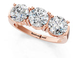 Rose gold Three-Stone Round Diamond Channel Band with Prong Setting_19