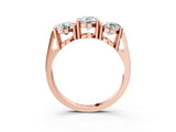 Rose gold Three-Stone Round Diamond Channel Band with Prong Setting_21