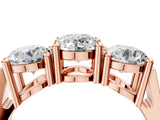 Rose gold Three-Stone Round Diamond Channel Band with Prong Setting_22