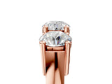 Rose gold Three-Stone Round Diamond Channel Band with Prong Setting_23