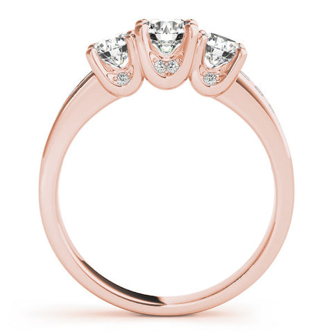 Rose gold Three-Stone Round Diamond Channel-Set Band with Prong Setting
