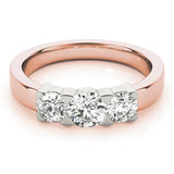 Rose gold Three-Stone Round Diamond Classic Band with Prong Setting 1