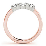 Rose gold Three-Stone Round Diamond Classic Band with Prong Setting 2