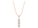 Rose gold Three-Stone Round Diamond Drop Pendant with Four-Prong Setting_18