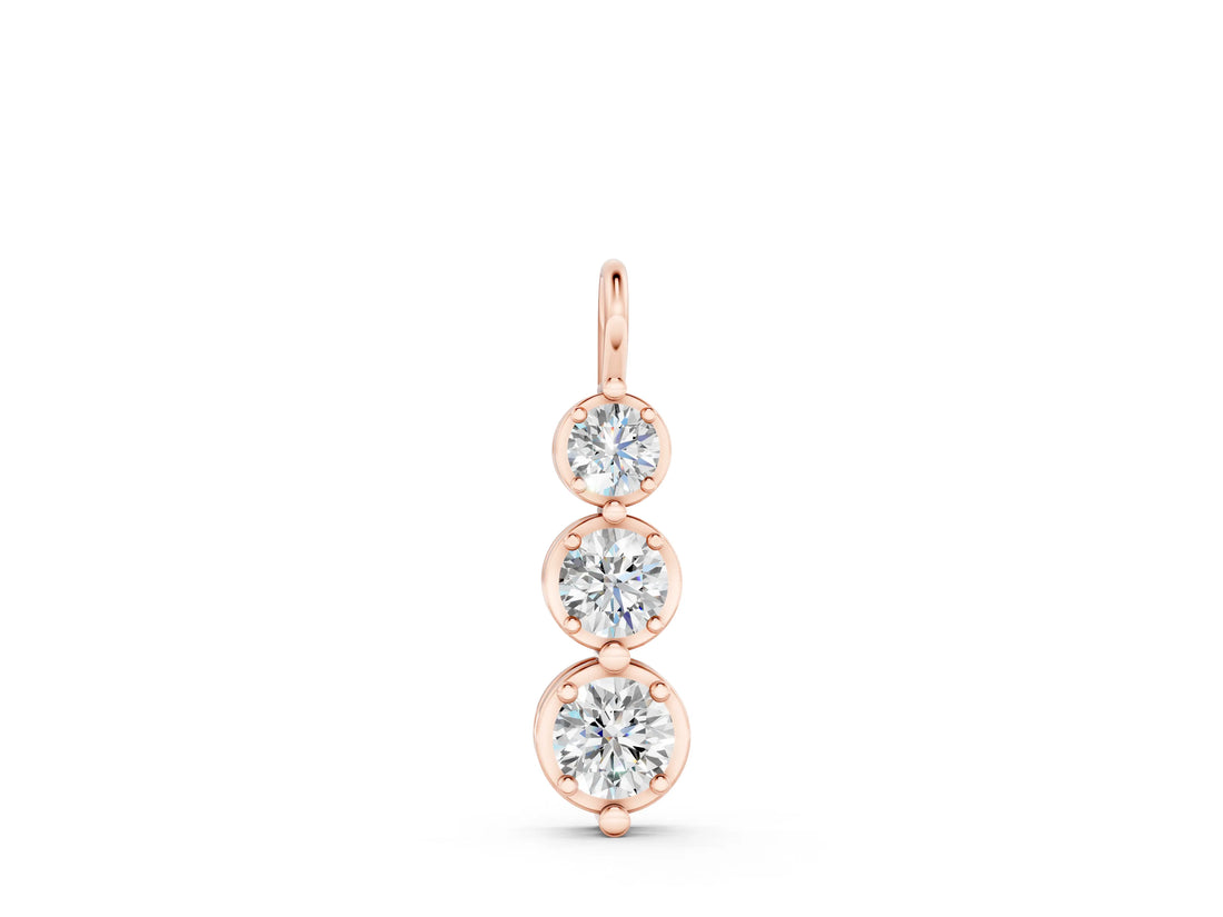 Rose gold Three-Stone Round Diamond Drop Pendant with Prong Setting_16
