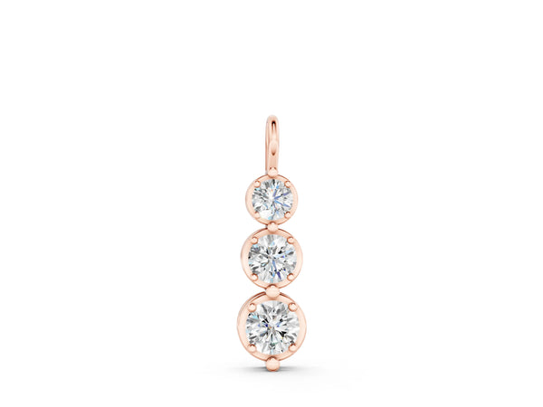 Rose gold Three-Stone Round Diamond Drop Pendant with Prong Setting