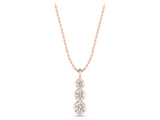 Rose gold Three-Stone Round Diamond Drop Pendant with Prong Setting_17