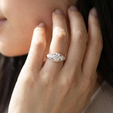 Rose gold Three-Stone Round Diamond Engagement Ring with Pave Band and Prong Setting_7