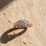Rose gold Three-Stone Round Diamond Engagement Ring with Pave Band and Prong Setting_8