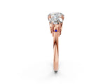 Rose gold Three-Stone Round Diamond Engagement Ring with Prong Setting on a Classic Band_13