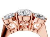Rose gold Three-Stone Round Diamond Engagement Ring with Prong Setting on a Classic Band_15