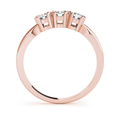 Rose gold Three-Stone Round Diamond Half Bezel Prong Band 1