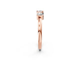 Rose gold Three-Stone Round Diamond Half Bezel Prong Band_6