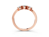 Rose gold Three-Stone Round Diamond Half Bezel Prong Band_7