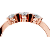 Rose gold Three-Stone Round Diamond Half Bezel Prong Band_8