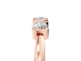 Rose gold Three-Stone Round Diamond Half Bezel Prong Band_9